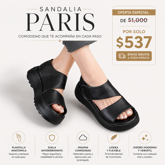 Sandalia Ortopédica Paris - Plataforma Alta y Diseño Ergonómico