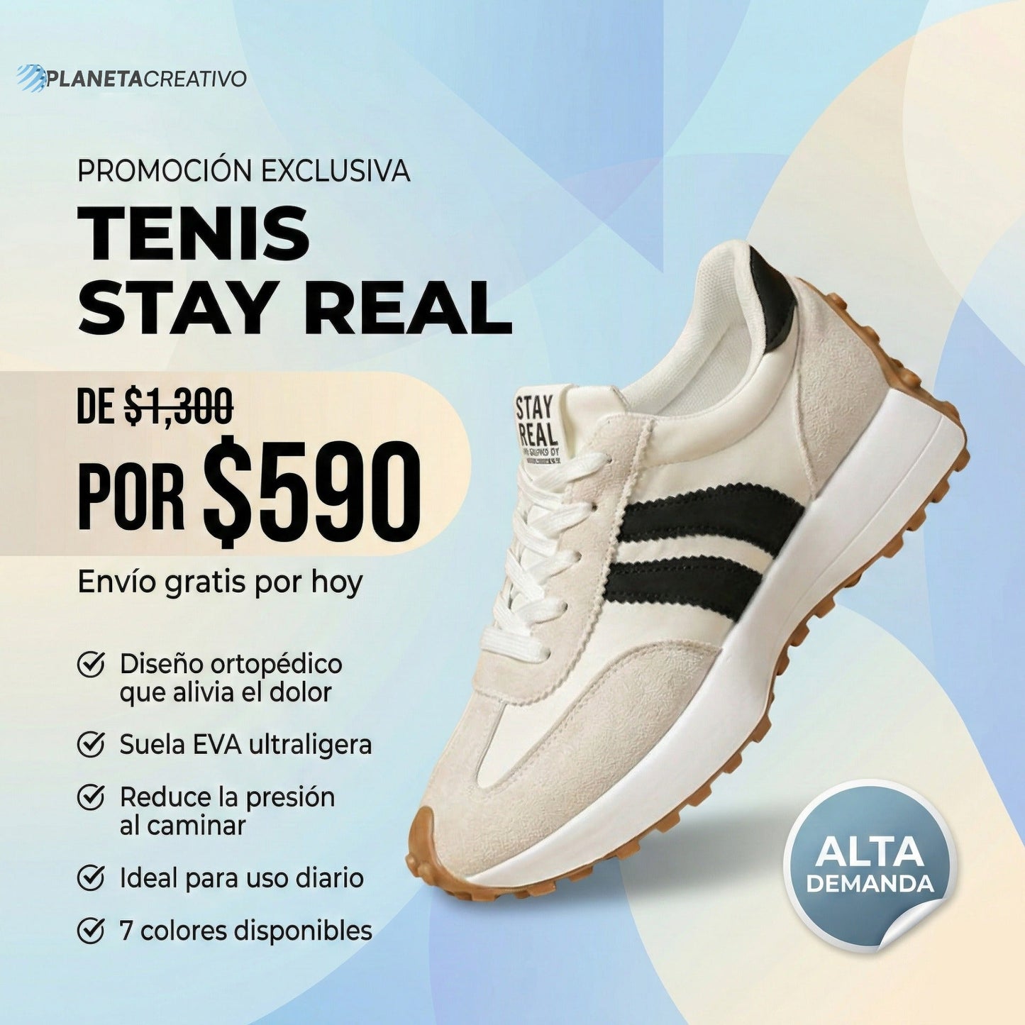 Stay Real - Tenis Ortopédico Femenino Cómodo y Antideslizante
