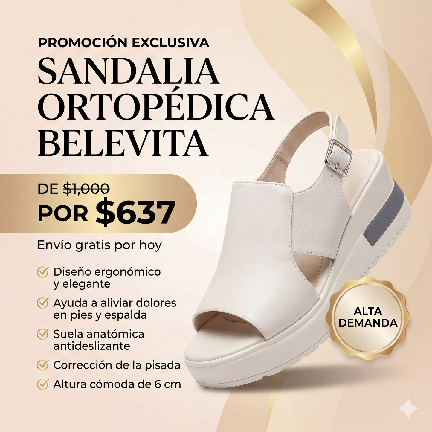 Sandalia Ortopédica Belevita - Diseño Ergonómico y Elegante